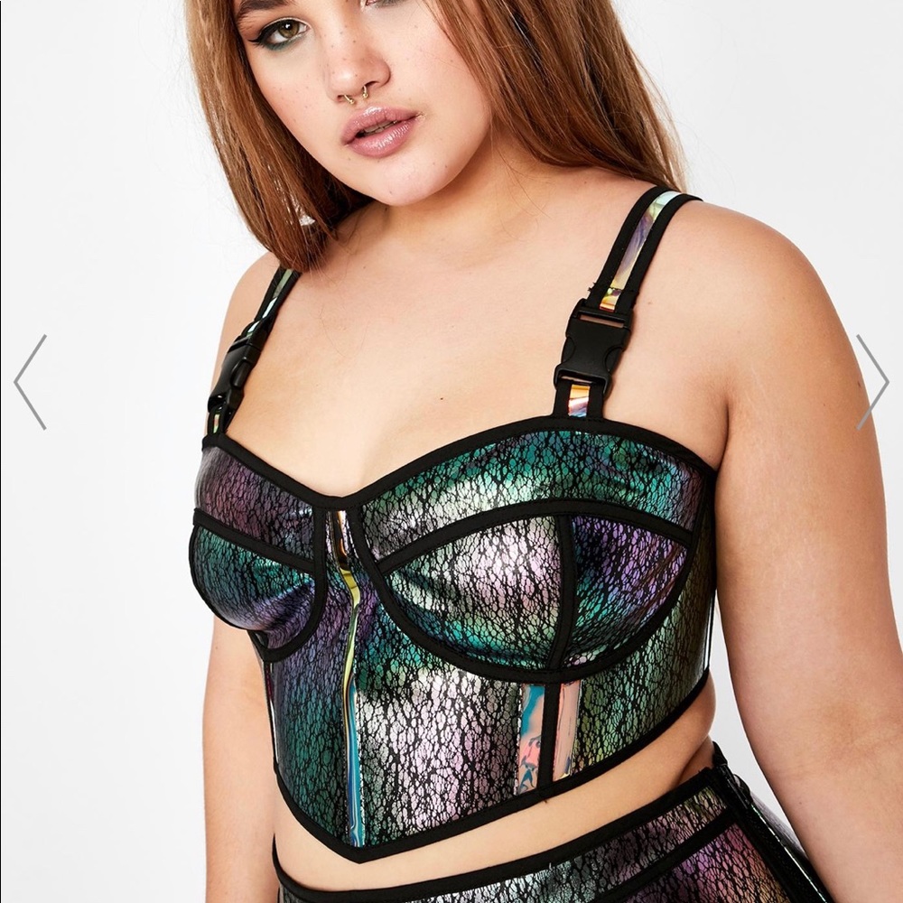 Dolls Kill/Club Exx Hologram Bustier- Plus Size 2x